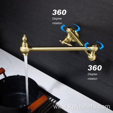 Matte Brushed Gold Folding Pot Filler Faucet